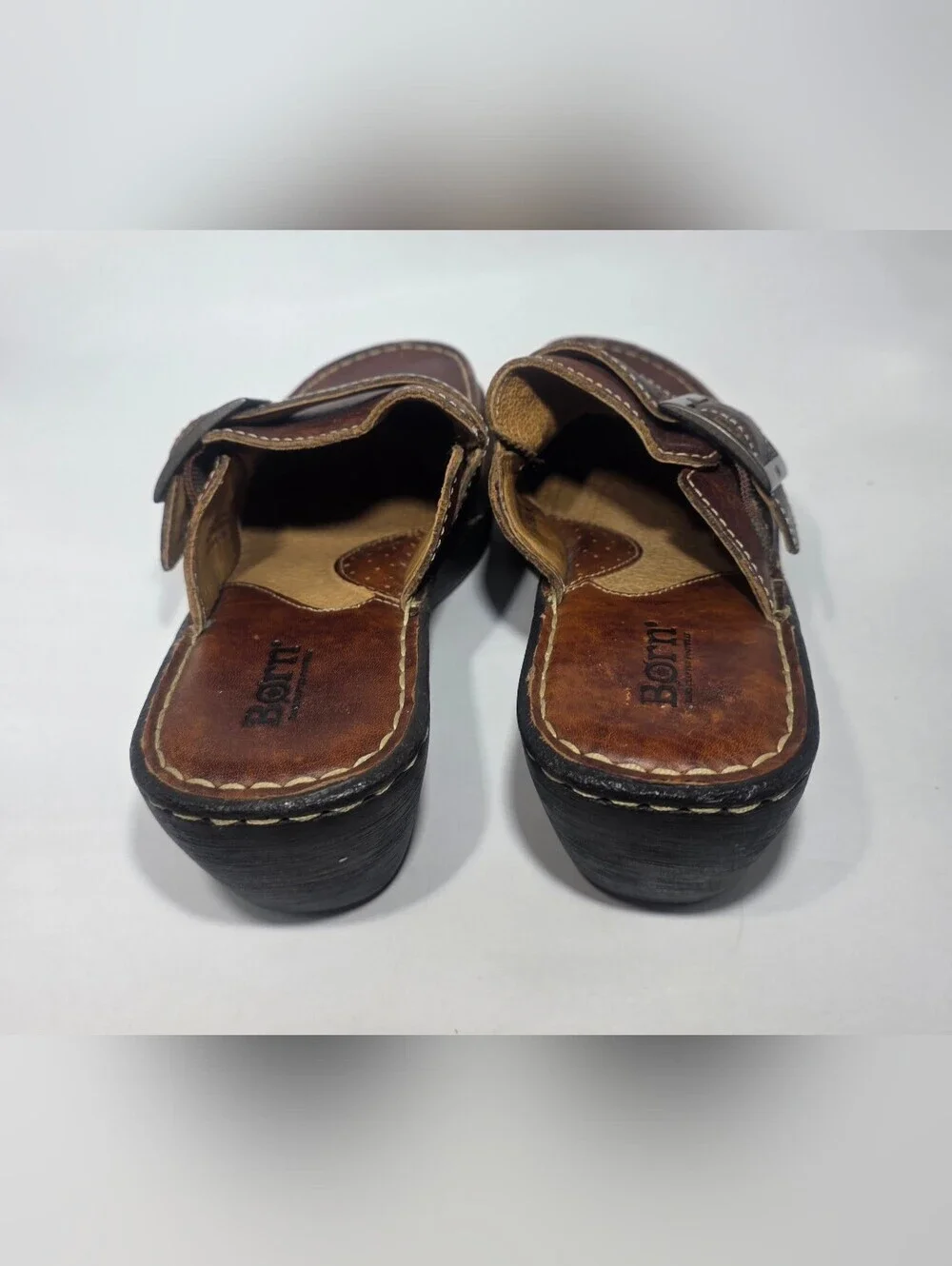 Born Brown Leather Clogs Mules Slip On Comfort Shoes Women’s US 9 EU 40.5